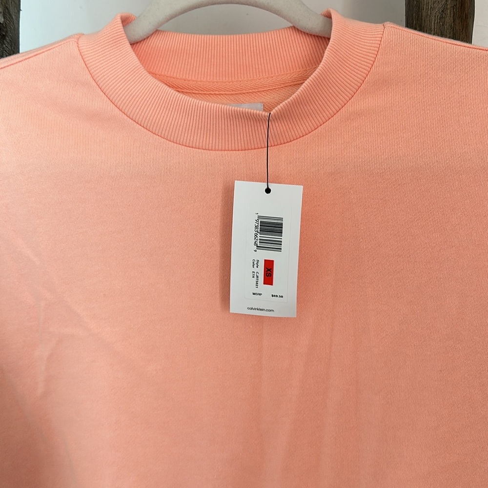 Peach Shirttail Twofer Sweatshirt Calvin Klein Jeans Size XS - Picture 6 of 12